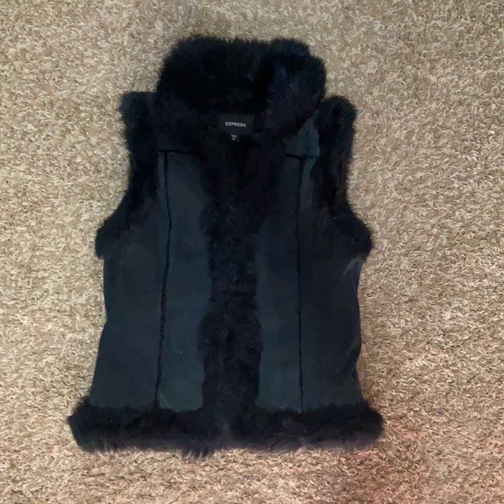 Express Leather and Faux Fur Jacket Vest